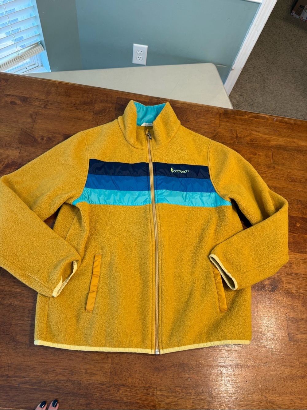Cotopaxi Teca Fleece Full-Zip Jacket Adult XL Yellow Blue Colorblock Striped